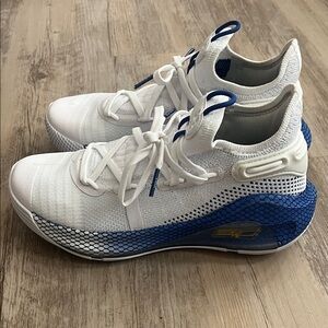 Under Armour White and Blue Kids Sneakers